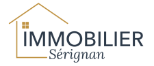 Logo Immobilier Sérignan avec icône maison dorée